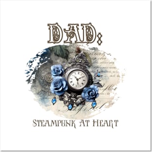 Dad: Steampunk At Heart Vintage Clock Posters and Art